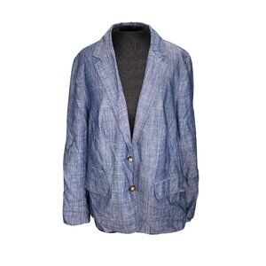 Croft & Barrow Womens Blue Blazer Jacket 1X Cotton Polyester Made In China